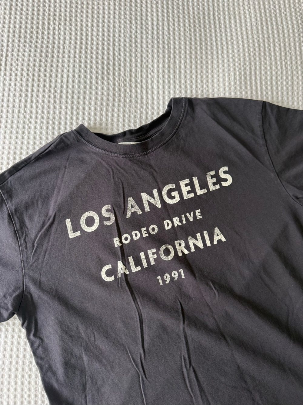 H&M Black Crewneck Graphic Tee with White Los Angeles Print